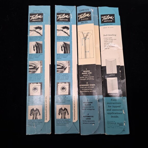 Dresses Or Necklines Talon Nylon Coil Zippers Pink Blue Green 12" & 14" - Picture 5 of 5